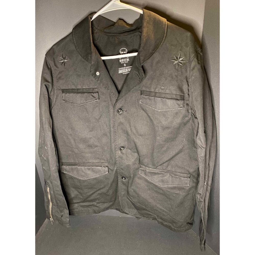 SSUR NY Star Embroidered Bomber Jacket Mens S Security Y2K Grunge